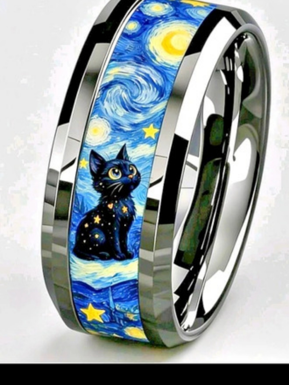 Blue & Black Art Print STARY NIGHT RING